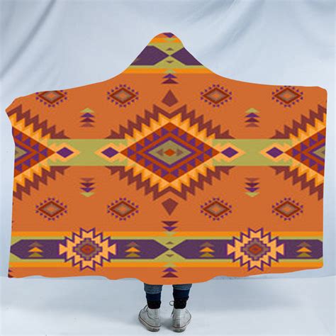 Gb Nat00738 Pattern Native American Design Hooded Blanket Powwow Store