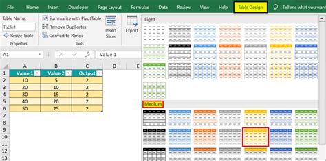 Excel Table Styles And Formats How To Create Example Template