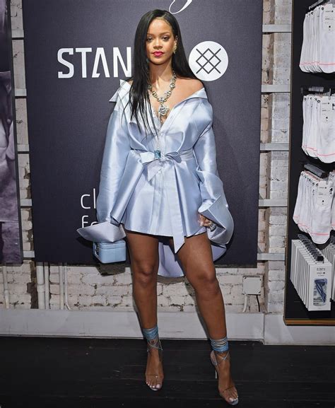 Rihanna In Satin Silk Ice Blue Rihanna Style Fashion Rihanna Outfits