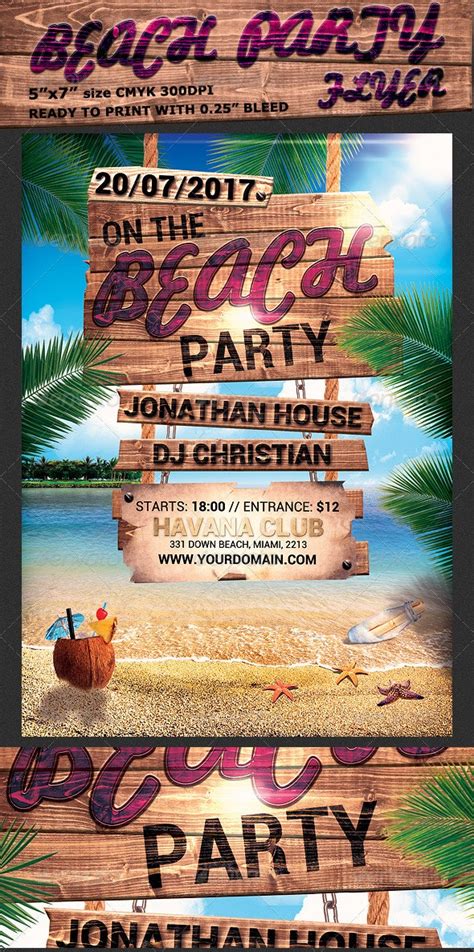 Summer Beach Party Flyer Template Print Templates Graphicriver