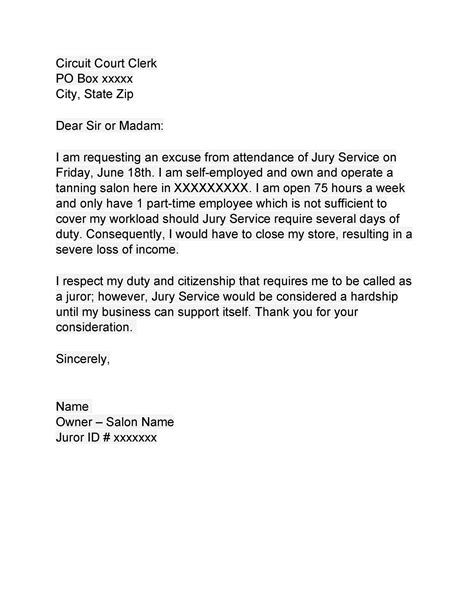 33 Best Jury Duty Excuse Letters Tips Templatelab