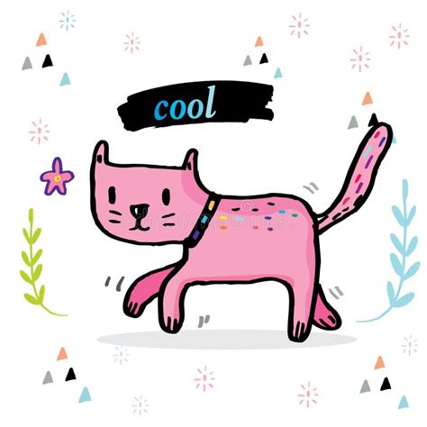 Cute Cat Doodle Vector Designcat Hand Drawn Doodle Cartoon Stock