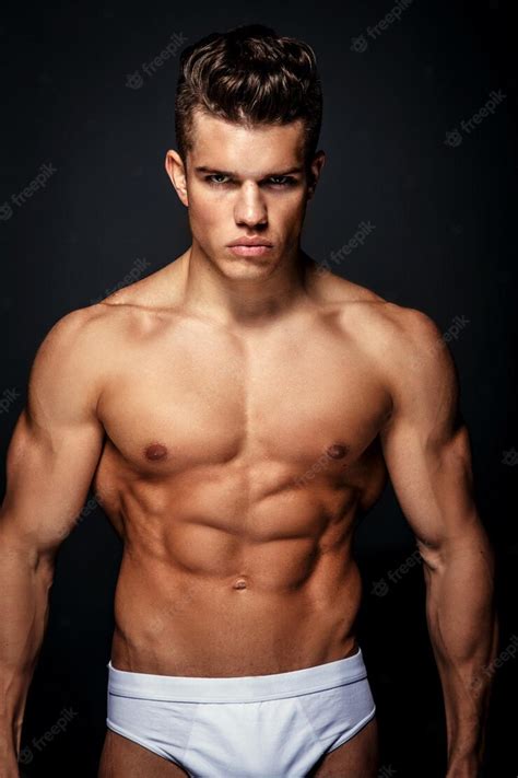 Premium Photo Portrait Of Awesome Male Model With Naked Muscular Body