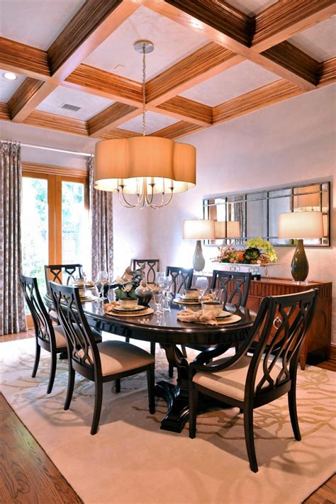 Dining table height is 28 to 30 inches. Transitional Dining Room With Oval Table | HGTV