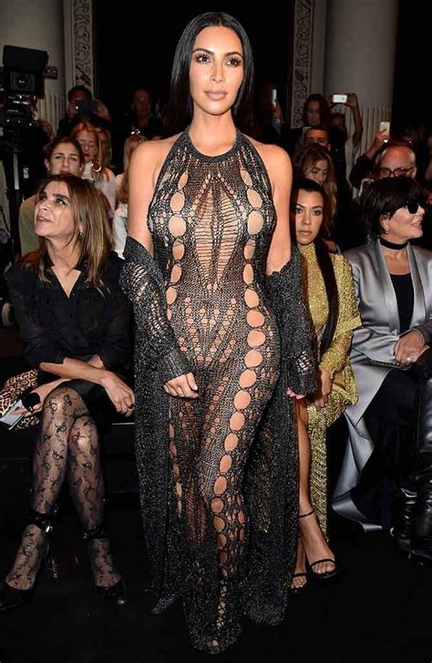 Kim Kardashian Netted Outfit Kim Kardashian Balmain