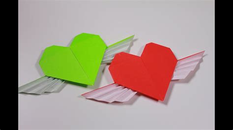 How To Origami Heart Heart With Wings Youtube
