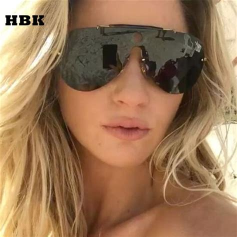 hbk 2018 luxury italy oversized pilot sunglasses women uv400 retro brand designer big frame sun