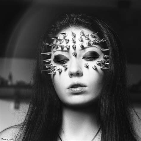 Spikes Eye Makeup Bw Photography Portrait Selfportrait With