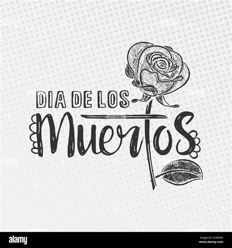 Dia De Los Muertos Lettering Day Of The Dead Modern Vector Hand Stock