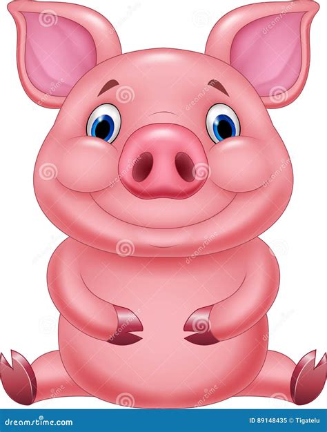 Cute Baby Pig Cartoon Sitting Stock Vector Illustration Of Adorable