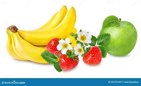 Bananasapple And Strawberries Isolated Stock Image Image Of Health