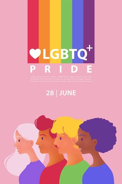 premium vector lgbtq plus pride poster with portraits of diverse people for lgbt rights and