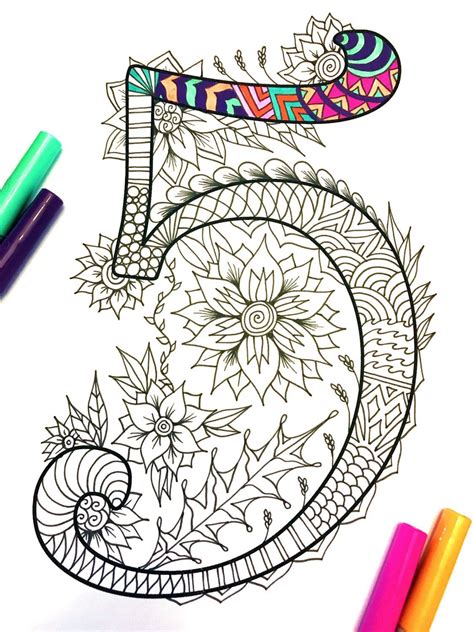 Harrington Font Printable Zentangle Alphabet And Number Coloring Pages