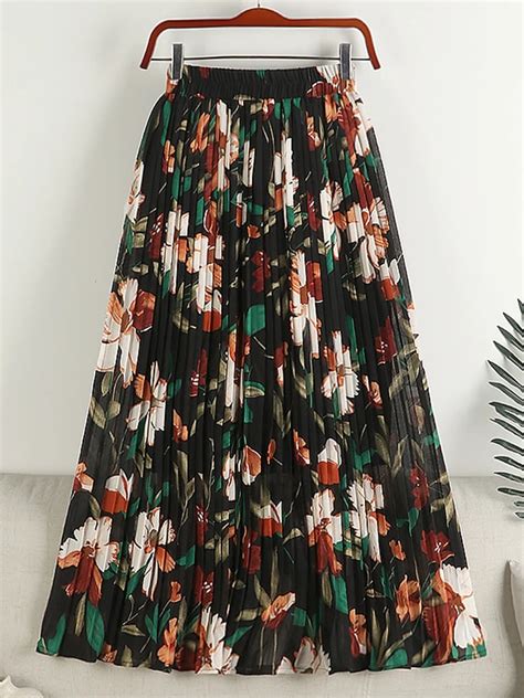 Tigena Floral Print Pleated Skirt For Women 2023 Spring Summer Vintage