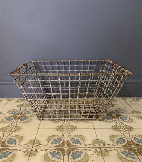 Large French Vintage Wire Oyster Basket Bowden Knight
