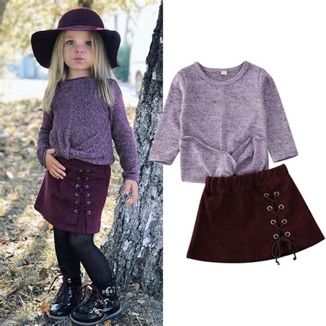 2pcs Toddler Baby Girls Autumn Winter Clothes Knitted Wool Sweater And