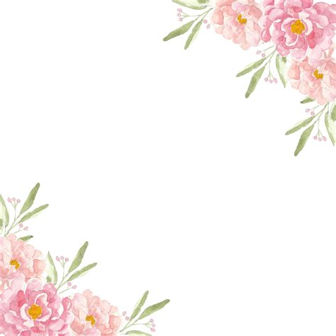 Romantic Pink And Peach Rose Watercolor Flower Border Wedding Floral