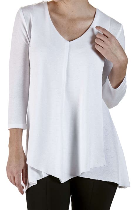 Womens White Tunic Flattering Flyaway Design Made In Canada Yvonne Marie
