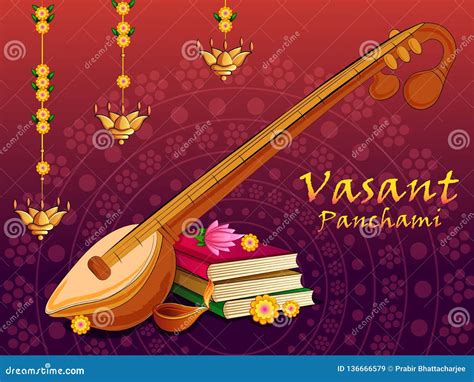 Happy Vasant Panchami Indian Pooja Festival Background Stock Vector Illustration Of Ethnic