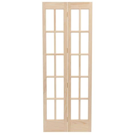 Pinecroft 30 In X 80 In Classic French Glass Wood Universal Reversible Interior Bi Fold Door