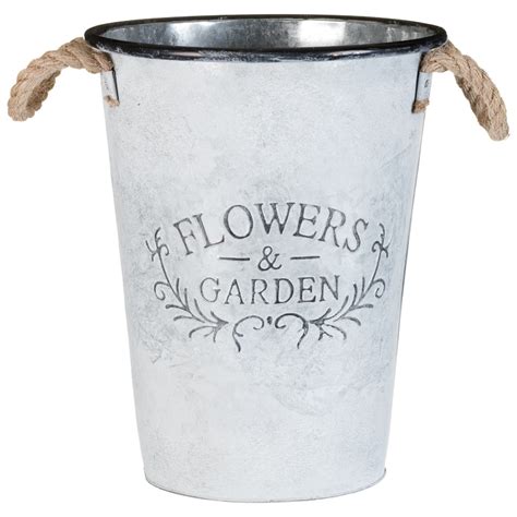 Galvanised Flowers And Garden Bucket Garden Decoration Bandm