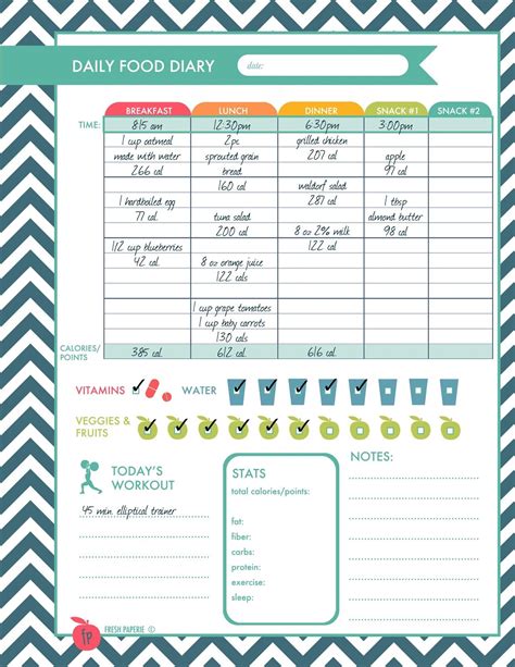Daily Food Diary Printable Thanks For Pinning My Printables Visit Me At To