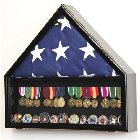 Patriotic Flag And Medal Display Case Golden Openings