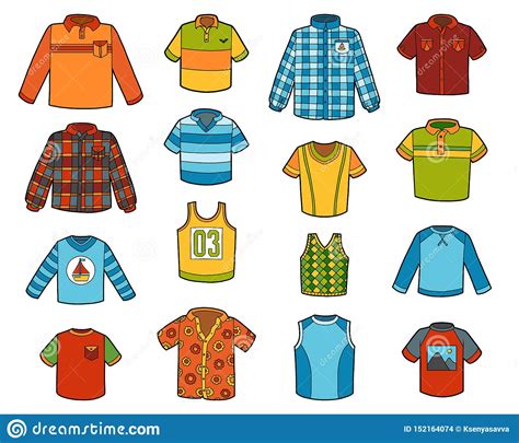 Vector Set Of Shirts Collection Of Cartoon Clothes Stock Vector