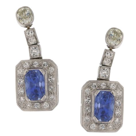 Red Garnet Sapphire Diamond Art Deco Drop Earrings At 1stdibs