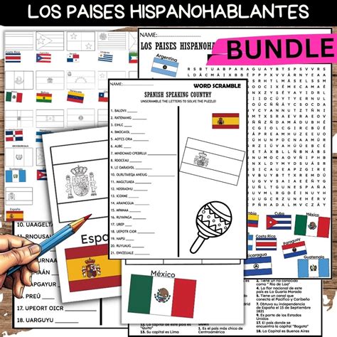 Los Paises Hispanohablantes Fun Worksheets Bundle Made By Teachers