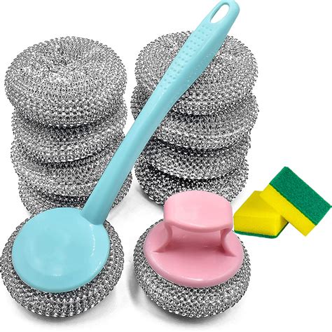 Pack Stainless Steel Sponges Scrubbing Scouring Pad Steel Wool Scrubber For Kitchens
