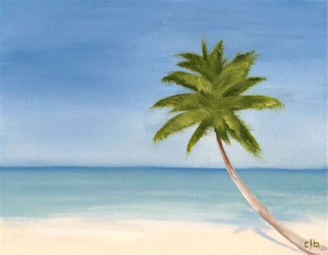 Palm Tree Painting 14 X 11 Oil Painting Original Art Ocean Art