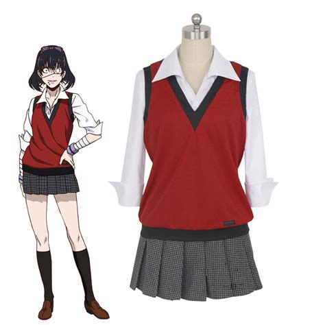 Kakegurui Midari Ikishima Cosplay Costume School Uniform Vest Skirt