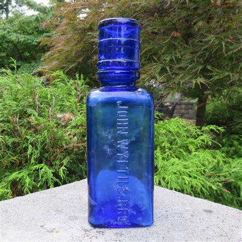 Antique Cobalt Blue Glass Bottle With Separate Dose Cap On The Etsy