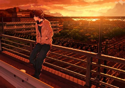 Anime Boy Sitting Alone Wallpapers Wallpaper Cave