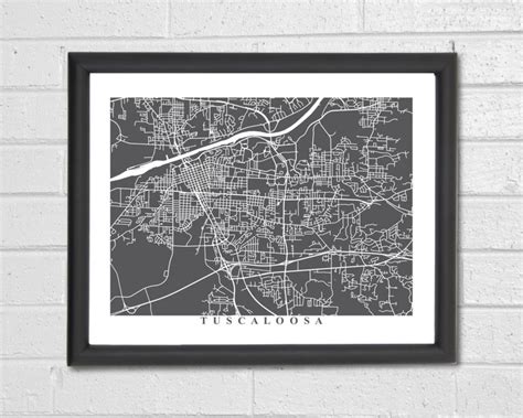 Tuscaloosa Map Art Map Print Alabama Map Print Etsy