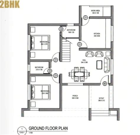 1092 Sq Ft 2bhk Contemporary Style Single Floor House And Free Plan