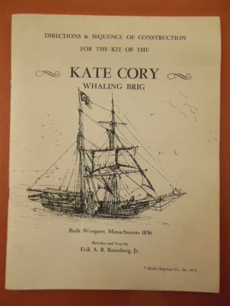 Directions And Sequence Of Construction For The Kit Of The Kate Cory