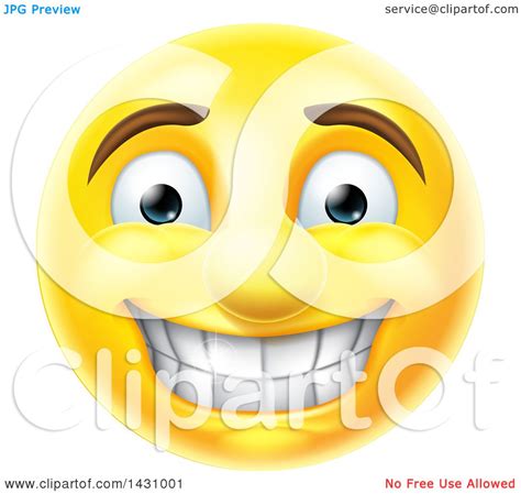 Clipart Of A Cartoon Grinning Yellow Smiley Face Emoji Emoticon