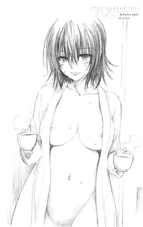 rule 34 10s absurdres bathrobe belly button big breasts breasts coffee cup female greyscale