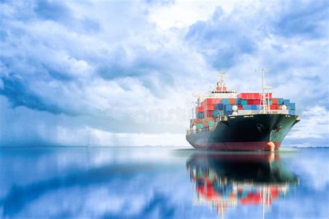 International Container Cargo Ship In The Ocean Freight Transportation