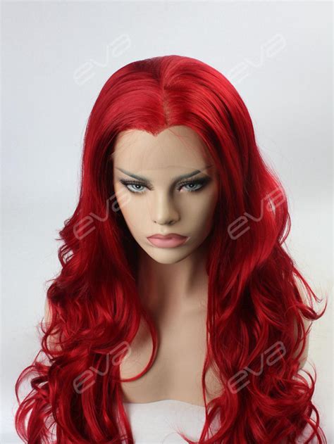 Red Long Wavy Synthetic Lace Front Wig All Synthetic Wigs Evahair