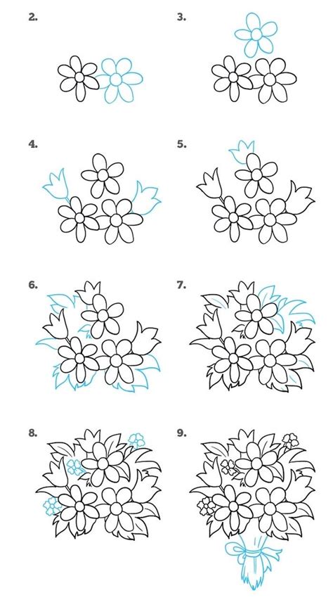 How To Draw A Bouquet Of Flowers At Drawing Tutorials