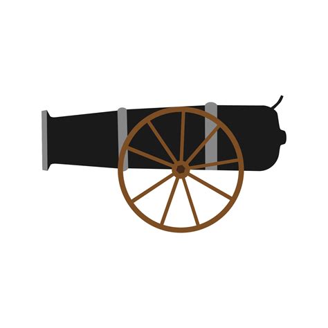 Military artillery cannon army weapon gun vector illustration. Isolated