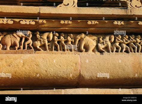 Sculpture Of A War On Khajuraho Mandir Stock Photo Alamy