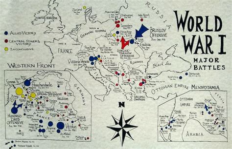 Wwi Battles Hand Drawn Map Etsy