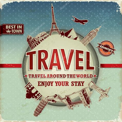 Vintage Travel Around The World Poster Stock Vector Image By ©donnay