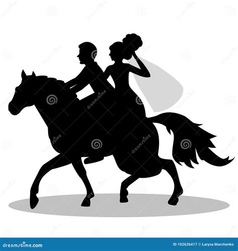The Bride And Groom On A Horse Stock Vector Illustration Of Black