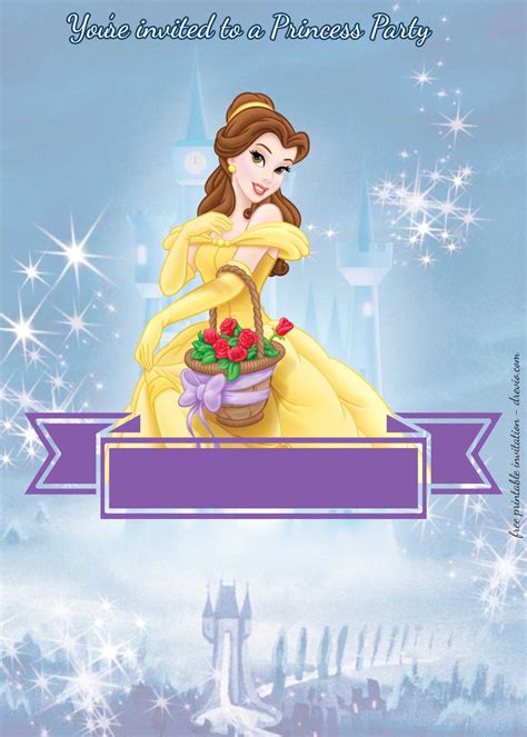 Free Princess Party Invitation—princess Belle Beauty And The Beast