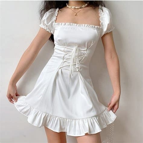 Vintage Summer White Aesthetic Cottagecore Dress Handmade Etsy